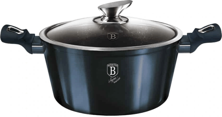 Berlinger Haus BH/7148 Metallic Line Aquamarine Lábas Üveg fedővel Ø 30cm 8L - Kék