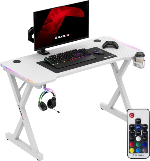 Huzaro Hero 2.3 RGB Gamer asztal 120 x 60 x 72 cm - Fehér