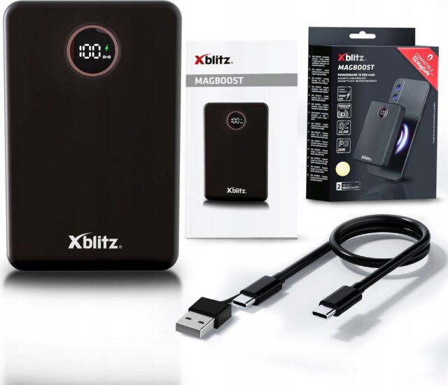 Xblitz Magboost PowerBank 10000mAh 22.5W - Fekete