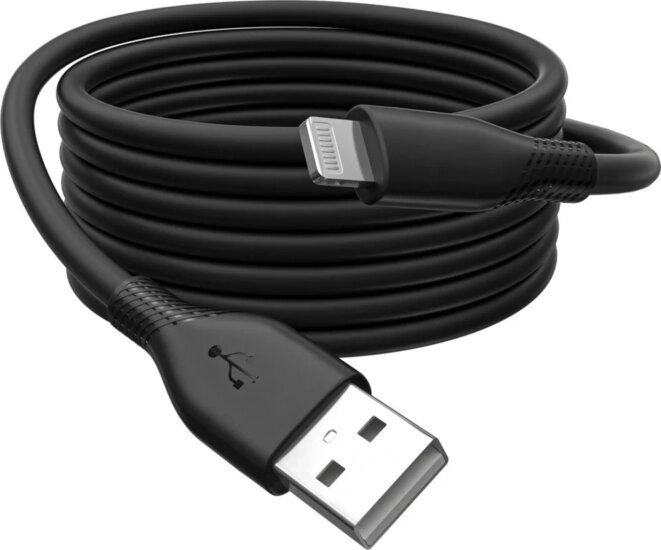 Digitus AK-600108-010-S USB-A 2.0 apa - Lightning apa MFi Adat és Töltőkábel 12W 1m - Fekete