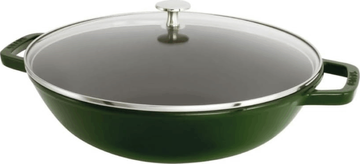 Staub 1004746 Öntöttvas Wok serpenyő fedéllel 30cm - Zöld