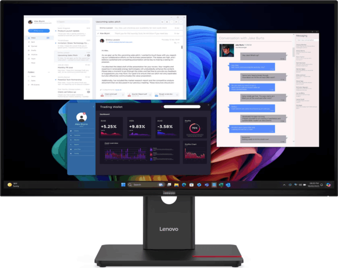 Lenovo 27" ThinkVision T27UD-40 16:9 4K UltraHD IPS WLED Monitor - Fekete