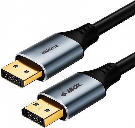iBox ITVFHDDP012 HDMI - DisplayPort 4K 30Hz Kábel 2m - Fekete/Ezüst