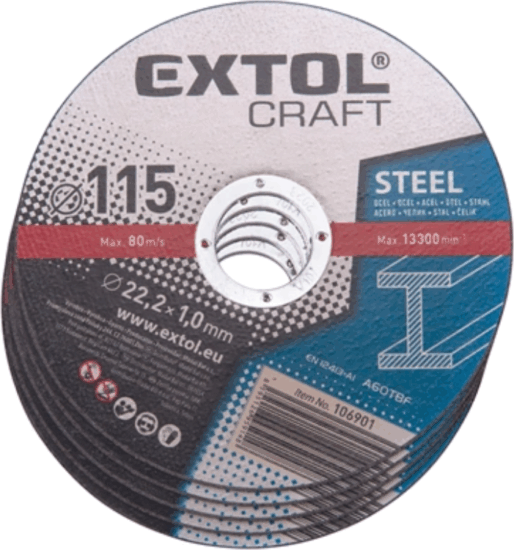 Extol Craft Fém Vágókorong Ø115 x 22,2 x 1,0mm (5db/csomag)
