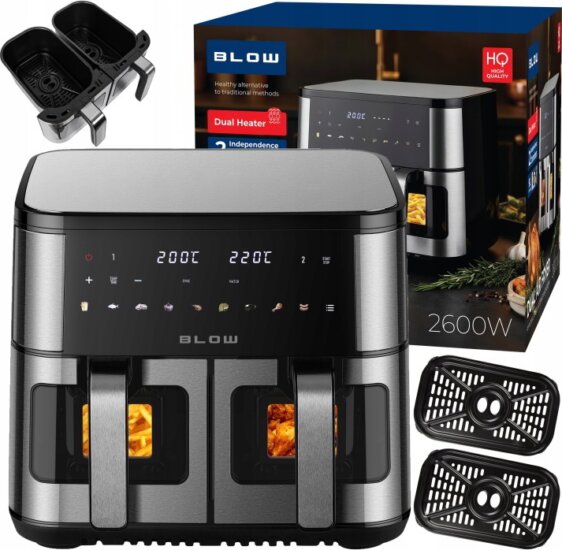BLOW 44-601 AirFryer Forrólevegős sütő 9L 2600 Watt - Fekete