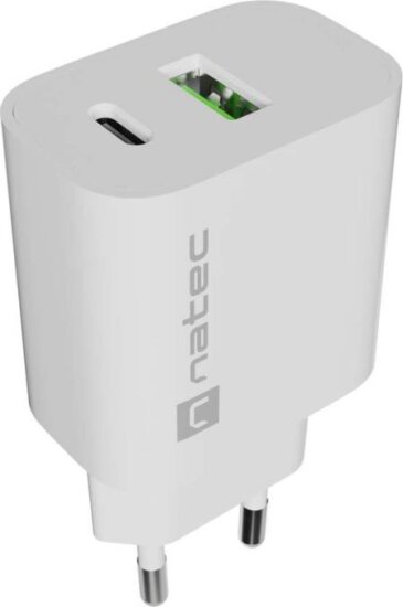 Natec NUC-2396 Ribera USB-A + USB-C Hálózati Töltő Adapter 20W - Fehér