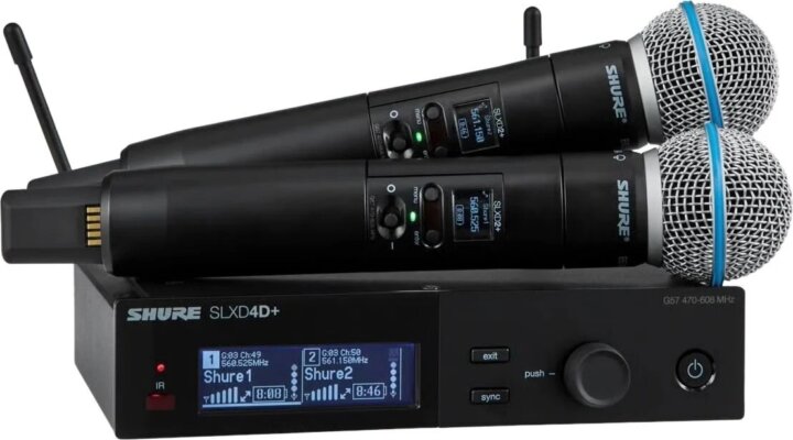 Shure SLXD24D+/B58 Dupla Vezeték Nélküli Dinamikus Színpadi Mikrofonrendszer Beta 58A Kapszulával - Fekete