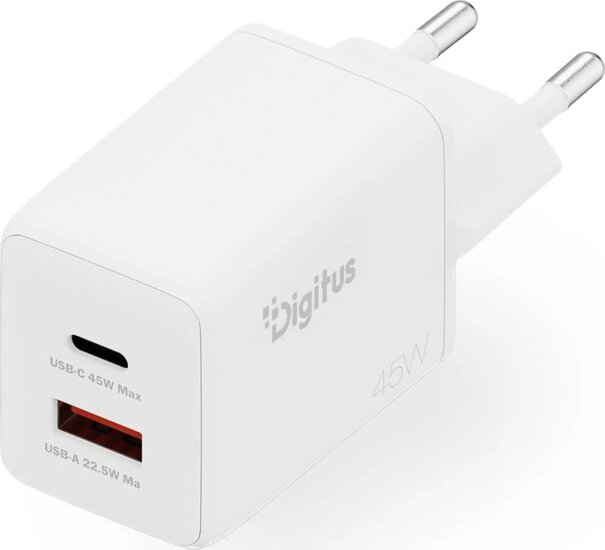 Digitus DA-10302 GaN USB-A / USB-C Hálózati Gyorstöltő Adapter 45W - Fehér Digitus DA-10302 GaN USB-A / USB-C Hálózati Gyorstöltő Adapter 45W - Fehér