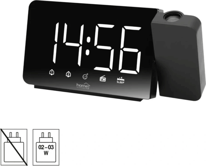 Home LTCRP03 LED Rádiós ébresztőóra Projectorral - Fekete