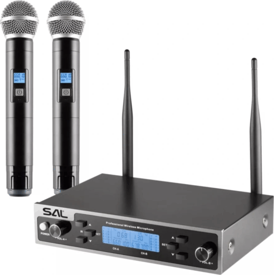 SAL MVN610 Vezeték nélküli 50m Dinamikus Studio Mikrofon szett 2db - Fekete