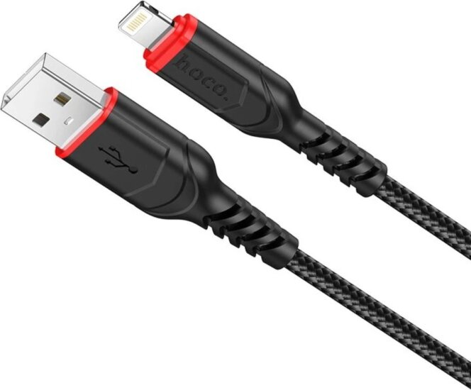 Hoco X59 USB-A apa 2.0 - Lightning apa Adat és Töltőkábel 3m - Fekete/Piros