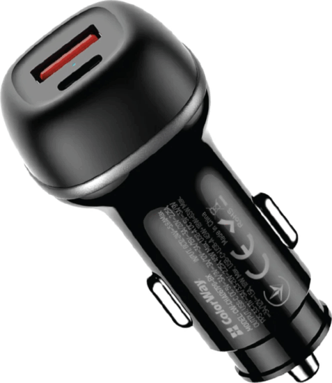 Colorway CW-CHA067PD-BK USB-C (PD) + USB-A 3.0 Autós Gyorstöltő 63W - Fekete