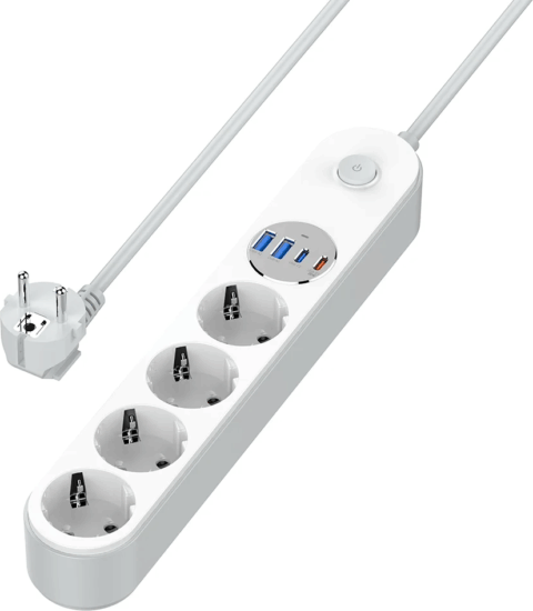 Colorway CW-CHE44PDW 220V 2x USB-A / 2x USB-C Hálózati Elosztó 4 Aljzatos 2m - Fehér