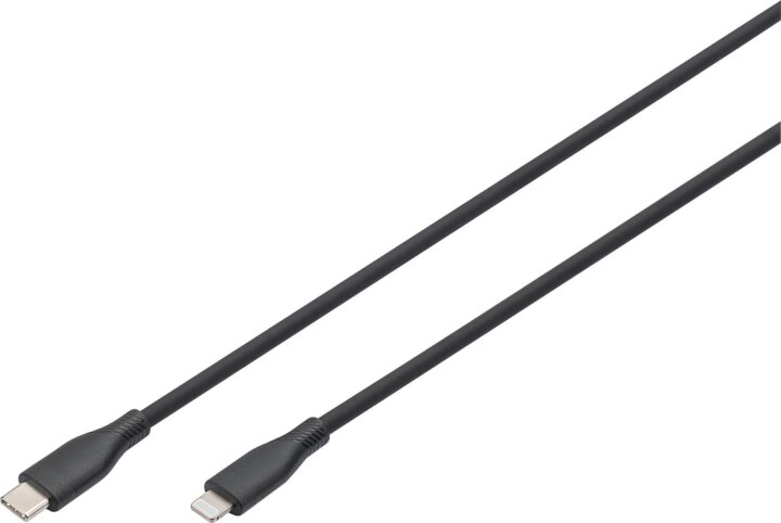 Digitus AK-600110-010-S USB-C 2.0 apa - Lightning apa Szilikon Adat és Töltőkábel 60W 1m - Fekete Digitus AK-600110-010-S USB-C 2.0 apa - Lightning apa Szilikon Adat és Töltőkábel 60W 1m - Fekete