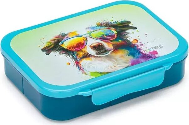 Oxybag Osztott uzsonnás doboz - Kék/Kutya mintás