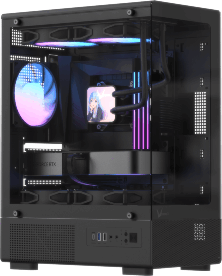 Formula Crystal Z1CM Plus Black AR V2 Mini Torony Számítógépház + 4db 120mm ventilátor - Fekete