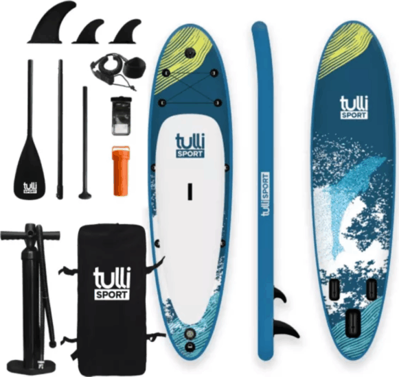 Tulli Sport Ocean SUP készlet elfújható deszka kiegészítőkkel max. 160kg - Kék/Fehér