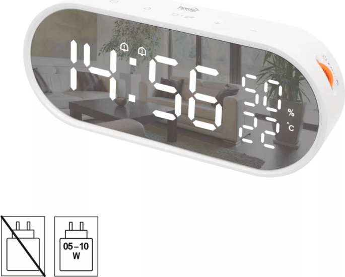 Home LTC06 USB LED Asztali ébresztőóra - Fehér