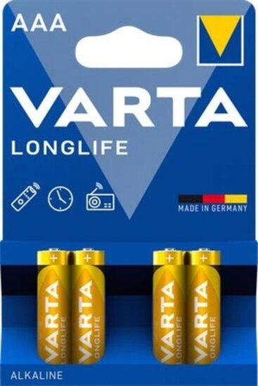 Varta Longlife AAA LR03 Alkáli Mikro Ceruzaelem 1.5V (4db / csomag)