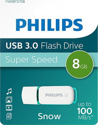 Philips Snow Edition USB 3.2 Gen 1 8GB Pendrive - Fehér/Zöld