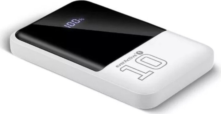 EverActive EB-10Q Powerbank 10000mAh 22,5W LCD Kijelzővel - Fehér