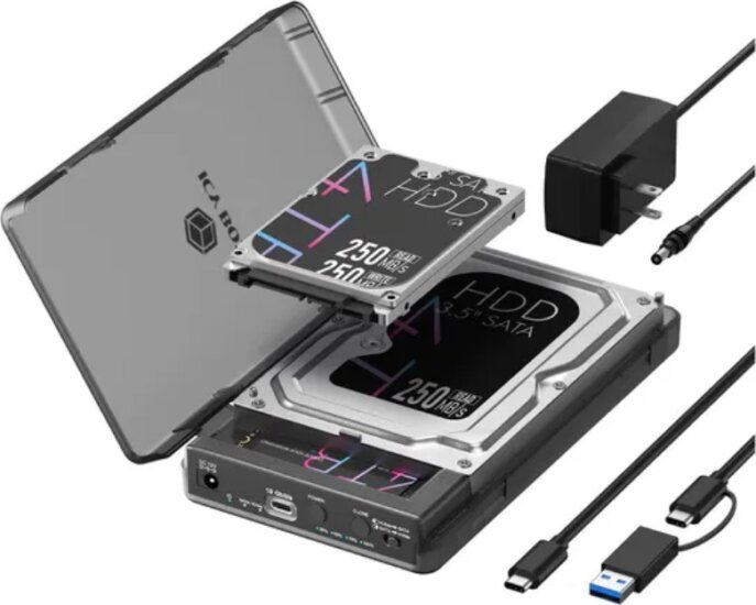 Icy Box IB-3882MSCL-CU31 Spade Clone 3882 HDD/SSD Dokkoló és Klónozó Állomás (USB-C - SATA / M.2 NVMe)