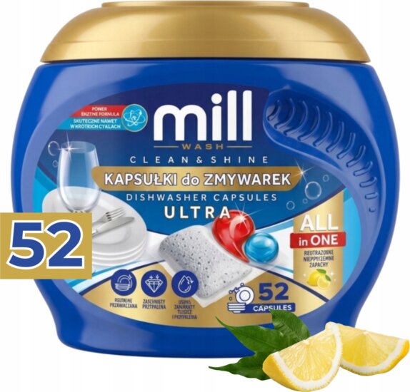 Madonis MILL CLEAN&SHINE Ultra Mosogatógép kapszula 52 darab