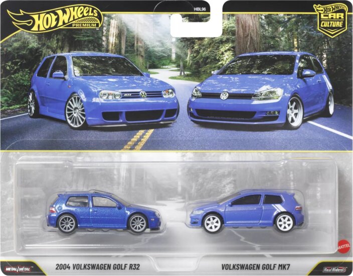 Mattel Hot Wheels 2004 Volkswagen Gold R32 és Volkswagen Golf MK7 deluxe kisautó szett