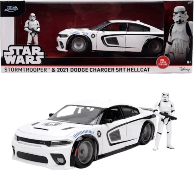 Jada Toys Star Wars Dodge fém autó modell és Storm Trooper figura 1:24