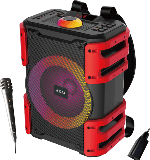 Akai ABTS-V25 Bluetooth Karaoke Party Hangszóró Mikrofonnal 30W - Fekete