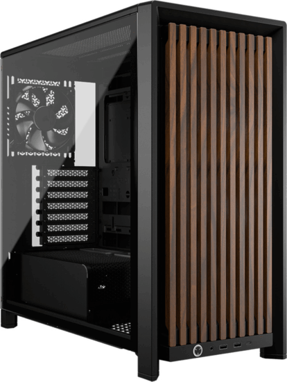 Corsair FRAME 4000D WOOD RS Midi Torony Számítógépház + 3db 120mm ventilátor - Fekete