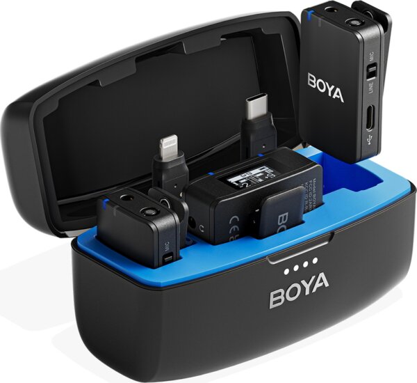 Boya Boyamic 2-02 2TX + 3RX AI Csiptetős Wireless Mikrofon Szett - Fekete