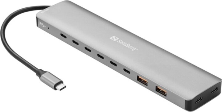 Sandberg 136-80 10-port USB-C HUB 100W (8x USB-C + 2x USB-A)