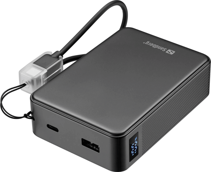 Sandberg 421-40 Nano Powerbank 20000mAh 20W + USB-C Kábel - Fekete