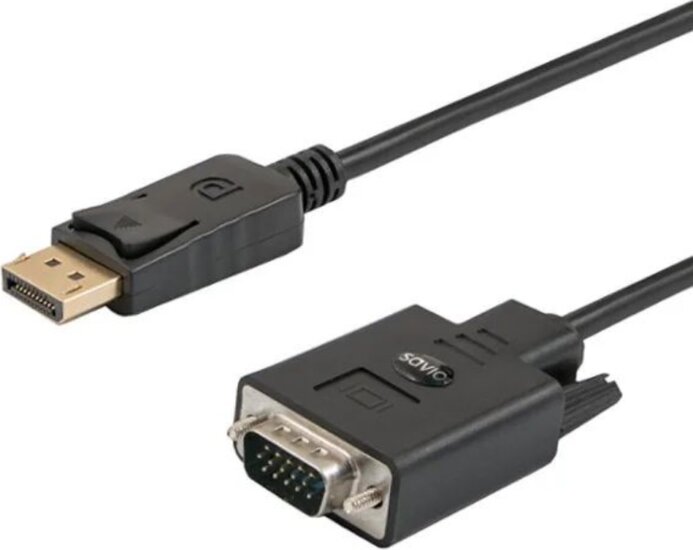 Savio CL-203 DisplayPort apa - VGA apa Átalakító Kábel 1,8m - Fekete Savio CL-203 DisplayPort apa - VGA apa Átalakító Kábel 1,8m - Fekete
