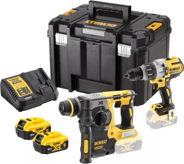 DeWalt DCK229P2T Akkus Ütvefúró-csavarozó + Akkus Fúrókalapács + 2x 18V Akku + koffer