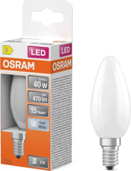 Osram CLASSIC B LED Gyertya izzó 3.4W 470lm 4000K E14 - Hideg fehér