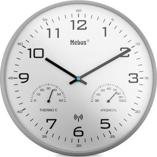 Mebus 52842 Rádióvezérelt fali óra Ø 30cm - Fehér / Szürke