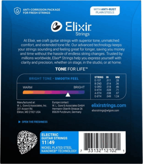 Elixir 12102 Medium (11-49) NW Elektromos Gitár Húrkészlet ( 6db / csomag)