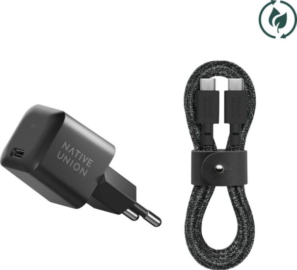 Native Union Fast GaN USB-C Hálózati Gyorstöltő Adapter 30W + USB-C Kábel 1.2m - Fekete