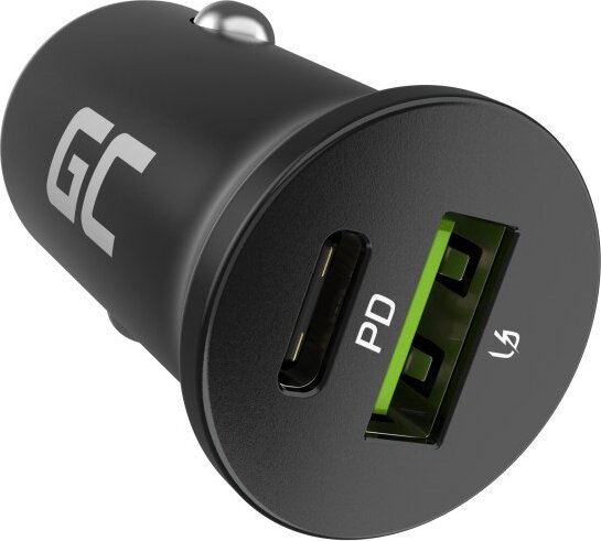 Green Cell GC PowerRide Nano38 USB-C + USB-A Autós gyorstöltő 38W - Fekete