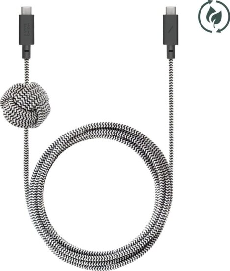 Native Union Anchor USB-C apa - USB-C apa Adat és Töltőkábel 3m - Fekete/Fehér