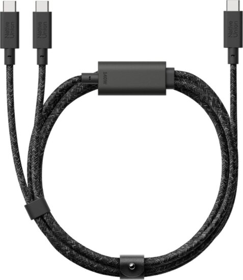Native Union Belt 2x USB-C apa - USB-C apa Adat és Töltőkábel 140W 2m - Fekete