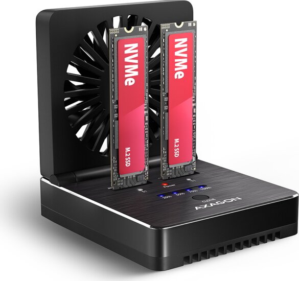 AXAGON ADSA-M2C22 SSD Dokkoló és Klónozó Állomás (USB-C 3.2 Gen 2x2 - 2x M.2 NVMe / SATA)