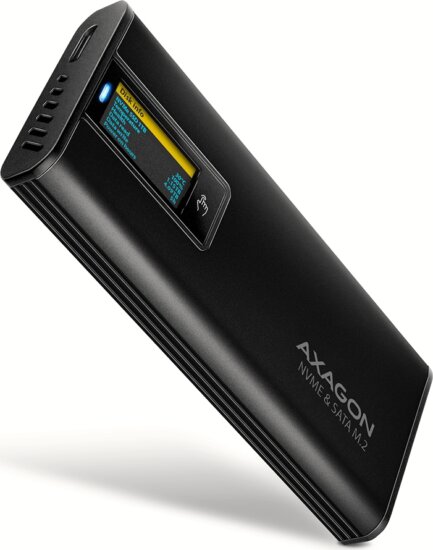 AXAGON EEM2-SD2B M.2 NVMe / SATA USB-C 3.2 Külső SSD Ház - Fekete