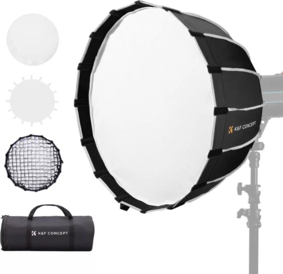 K&F Concept Parabolikus Softbox 60cm Méhsejt Ráccsal - Fekete