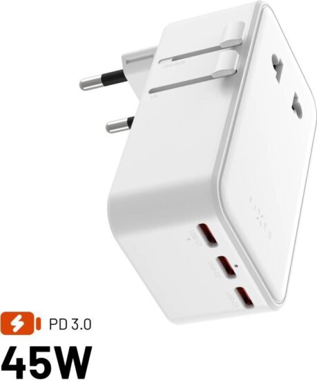 FIXED FIXCT45-3C EU/UK/USA/AUS Utazó adapter 45W - Fehér