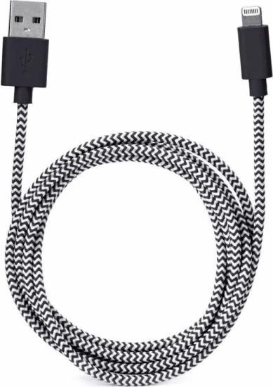 Kikkerland US113-BK-EU USB-A - Lightning iPhone Adat és töltőkábel183cm - Fekete/Fehér