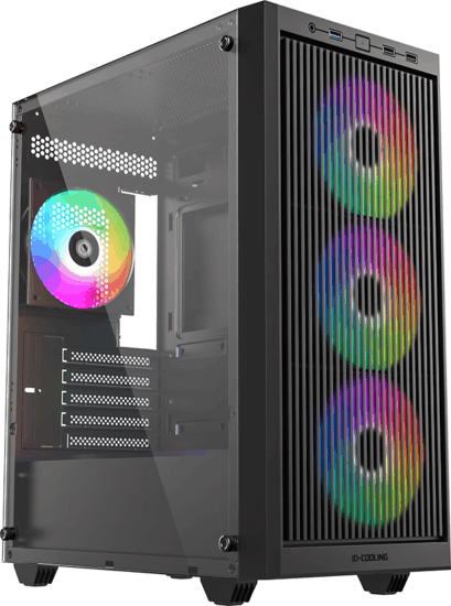 ID-Cooling WARE 300 ARGB Midi Torony Számítógépház + 4db 120mm ventilátor - Fekete