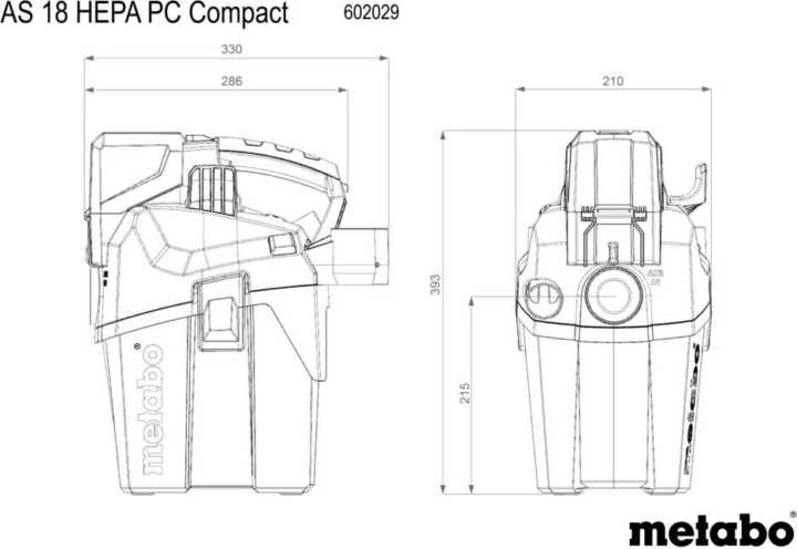 Metabo AS 18 HEPA PC Compact Akkus Nedves-Száraz porszívó 18V (Akku és töltő nélkül)